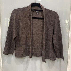 Eileen Fischer Women's 100% Wool Grey Charcoal Cardigan Light Jacket Sz M